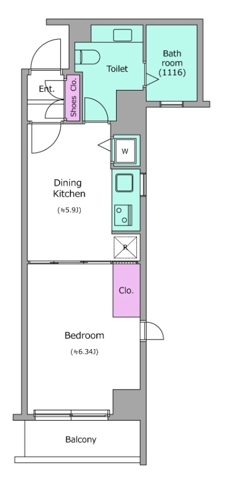 日本橋人形町の完工年月(2004年3月)築の賃貸マンションの間取り