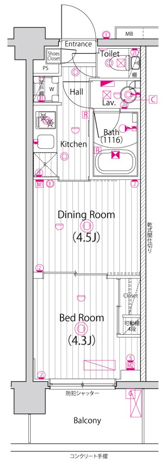 ガーラ・プレシャス四ツ木の間取り
