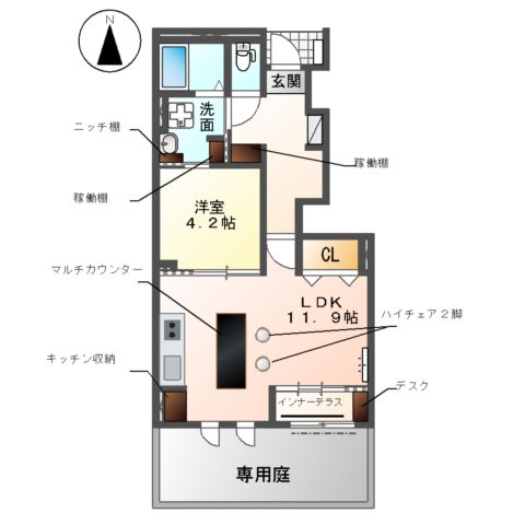 (仮)大治町三本木新築アパートの間取り