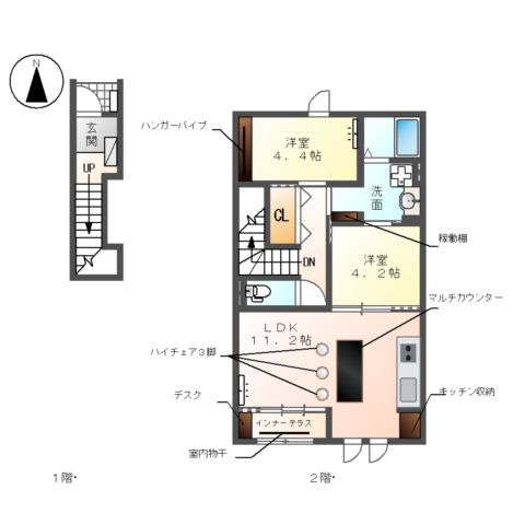 (仮)大治町三本木新築アパートの間取り