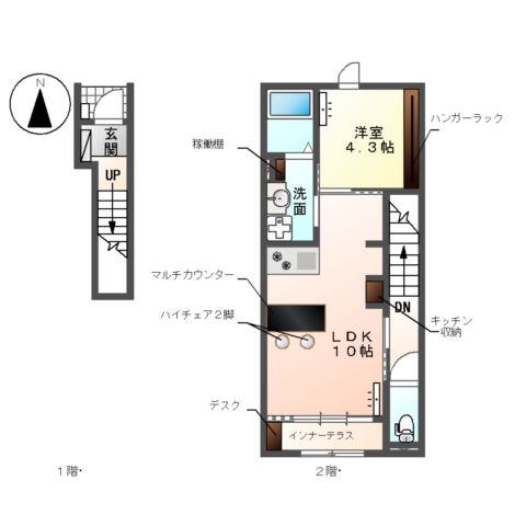 (仮)大治町三本木新築アパートの間取り