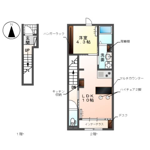 (仮)大治町三本木新築アパートの間取り