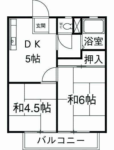 岡本キハイツAの間取り