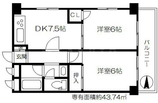 スカイハイム天神橋の間取り