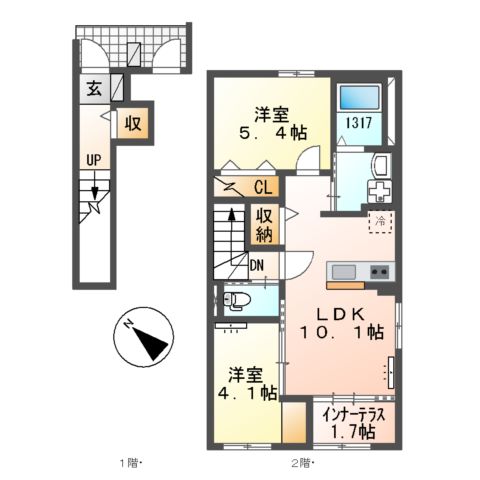 仮)香椎駅東2丁目新築アパートの間取り