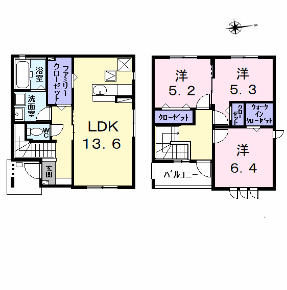 中出町2丁目戸建 北棟の間取り