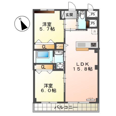 仮称)新宮町下府新築マンションの間取り