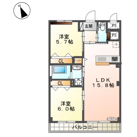 仮称)新宮町下府新築マンションの間取り