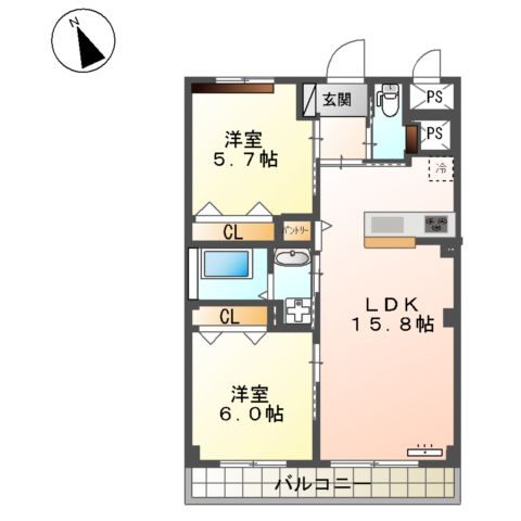 仮称)新宮町下府新築マンションの間取り