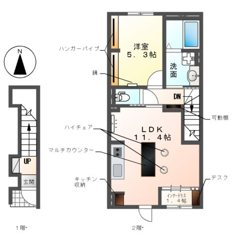 (仮)あま市新居屋又屋敷新築アパートの間取り