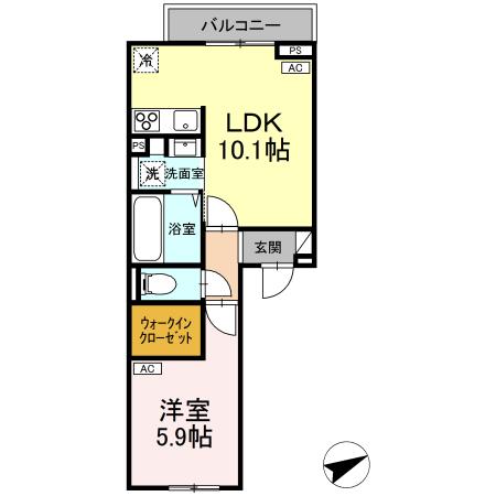 D-comodo関前・202号室の間取り