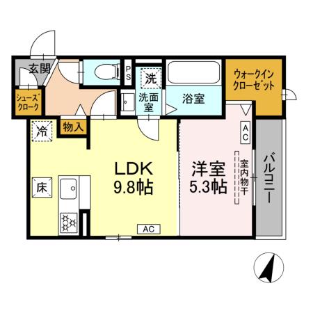 (仮称)D-ROOM二之宮の間取り