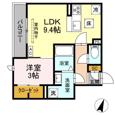 (仮称)D-ROOM二之宮の間取り