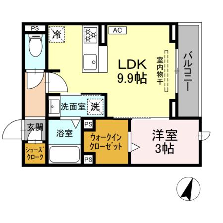 (仮称)D-ROOM二之宮の間取り