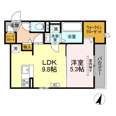 (仮称)D-ROOM二之宮の間取り