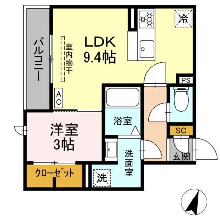 (仮称)D-ROOM二之宮の間取り