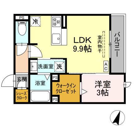 (仮称)D-ROOM二之宮の間取り