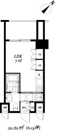 北品川の完工年月(2007年6月)築の賃貸マンションの間取り