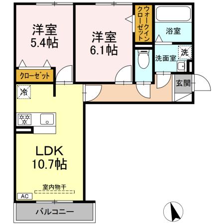 D-ROOM蘇原村雨町A棟の間取り