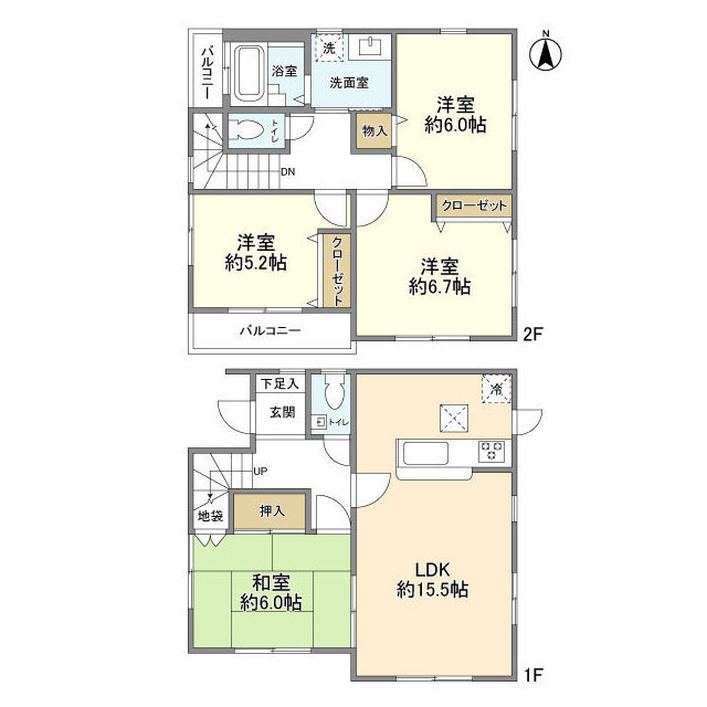 北八朔町貸家の間取り