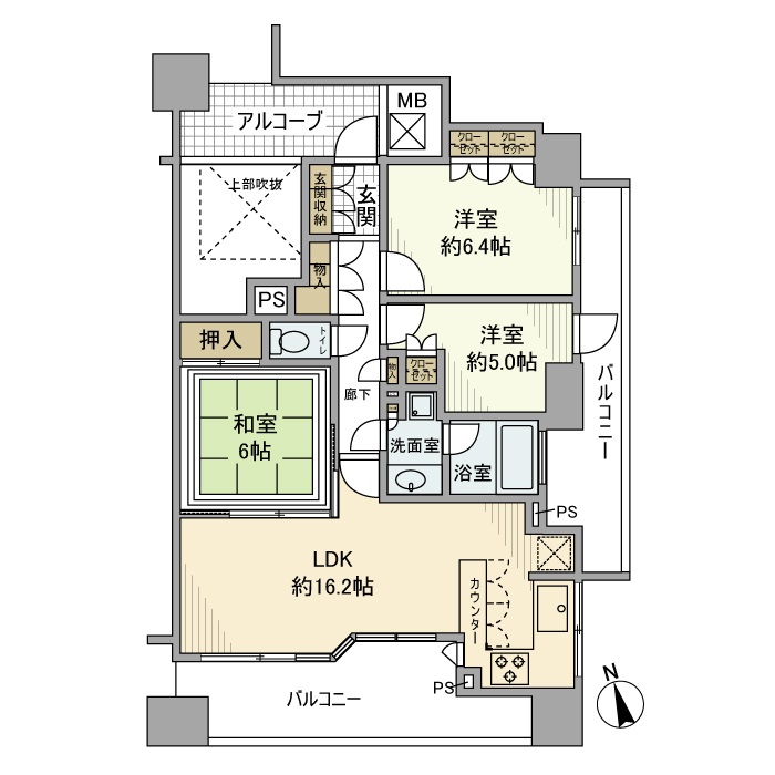 ライオンズステージ立川ラフィナタワーの間取り