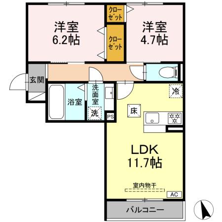 D-ROOM蘇原村雨町B棟の間取り