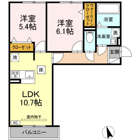 D-ROOM蘇原村雨町C棟の間取り