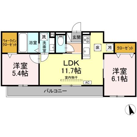 D-ROOM蘇原村雨町C棟の間取り