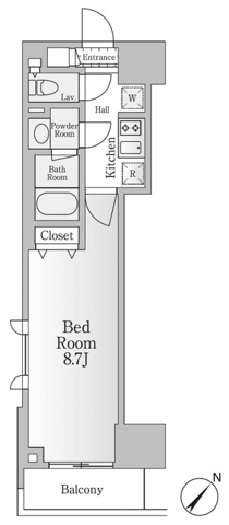 神田淡路町の完工年月(2015年12月)築の賃貸マンションの間取り