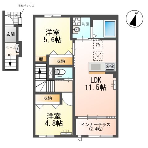瀬音のいおり(日高市武蔵高萩アパート新築工事)の間取り