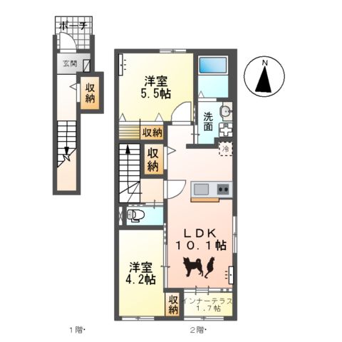 仮)那珂市菅谷字杉原新築アパートの間取り