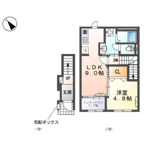 各務原市鵜沼東町 賃貸アパートⅢ期新築工事の間取り