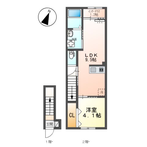 (仮称)豊中市螢池中町新築アパートの間取り