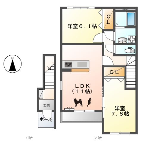グリーンシティ中新の間取り