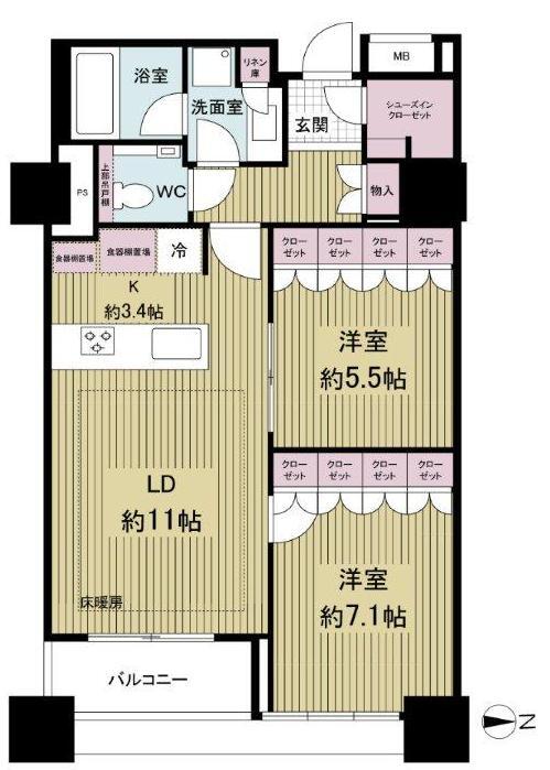 ザ湾岸タワーレックスガーデン・2013号室の間取り