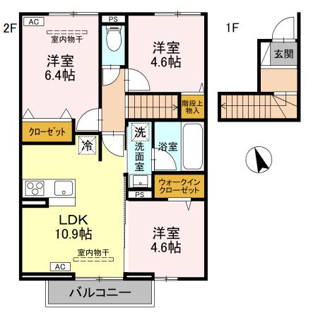 ボンヌクール城東の間取り