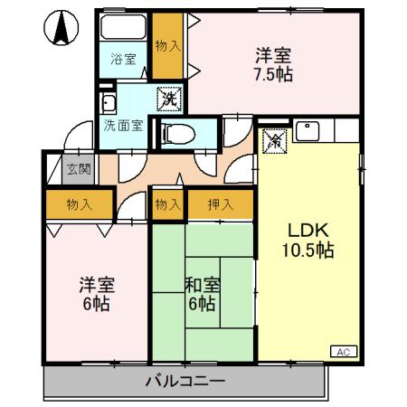 セジュール喜多 Cの間取り