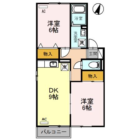 サニーグリーン北喜Cの間取り