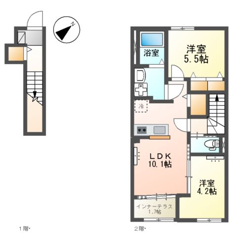 八街市八街に アパートⅡ期新築工事の間取り