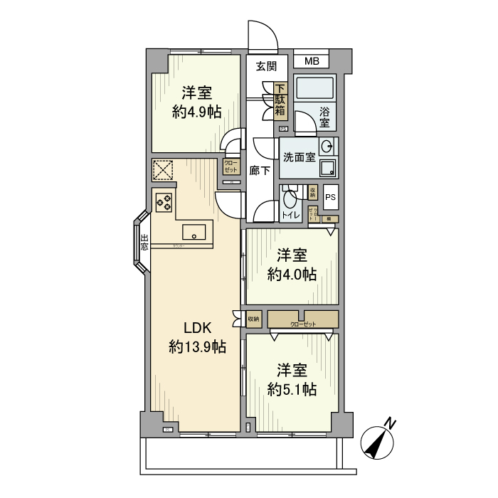 朝日石川台マンション・エイワンビルの間取り