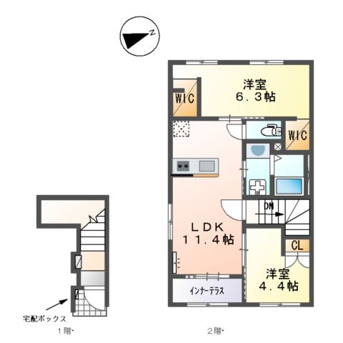 仮）津島市神守町新築アパートの間取り