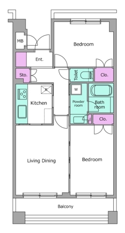 弦巻の完工年月(2002年3月)築の賃貸マンションの間取り