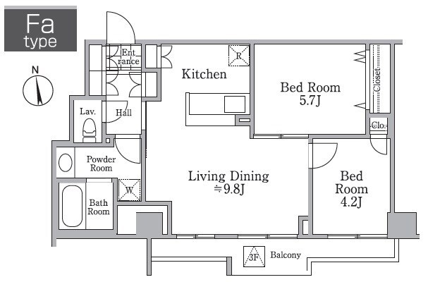 原町の完工年月(2018年1月)築の賃貸マンションの間取り