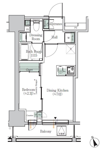 柳橋の完工年月(2021年11月)築の賃貸マンションの間取り