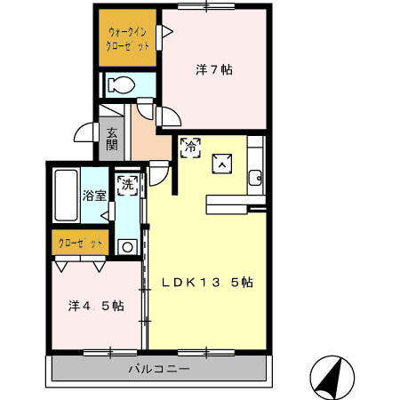 パルトネール伊都 B棟の間取り