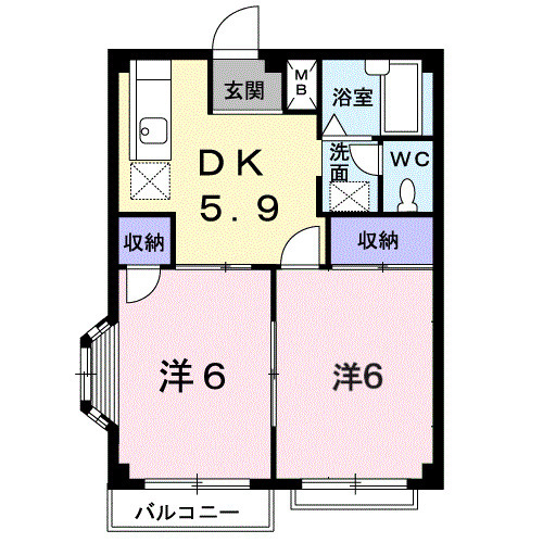 エルディム東幸Aの間取り