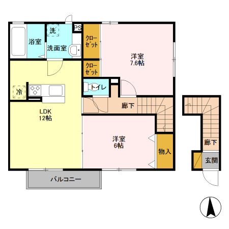 サンメゾン真弓 Bの間取り