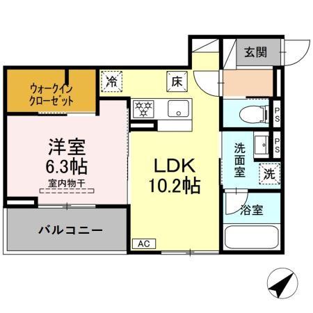 谷田の完工年月(2026年6月)築の賃貸アパートの間取り