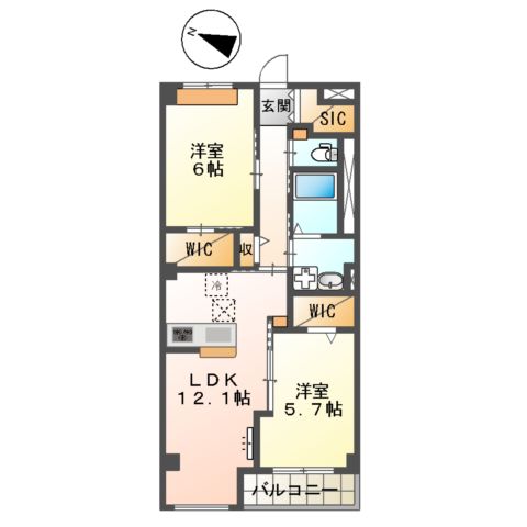 East WisteriaⅠ(イースト ウィステリアワン)の間取り