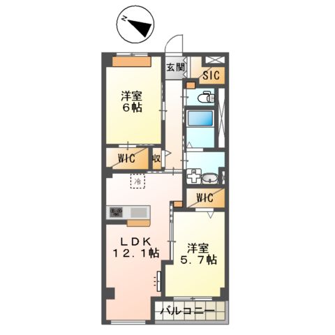 East WisteriaⅠ(イースト ウィステリアワン)の間取り